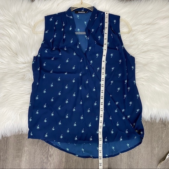 Cookies Hawaii Blue Palm Tree Wrap Sleeveless Blouse Tank Top Womens Medium - Picture 8 of 8